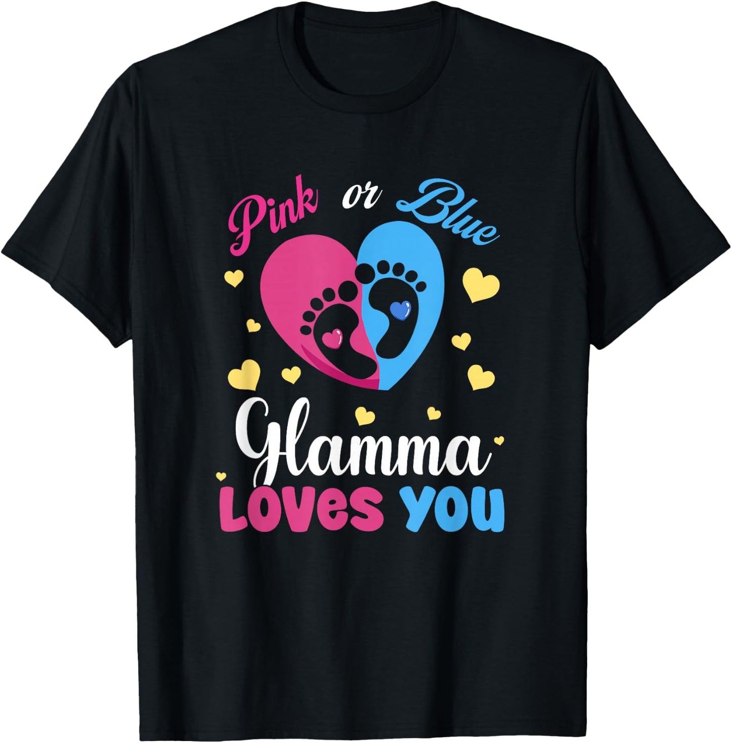 Pink Or Blue Glamma Loves You Baby Gender Reveal Party T-Shirt - T-Shirt | Black