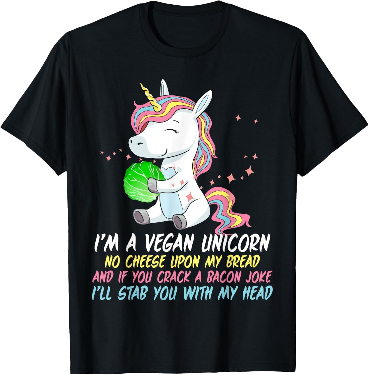 Vegan Unicorn Funny Saying Badass Men Women Herbivore T-Shirt - T-Shirt | Black