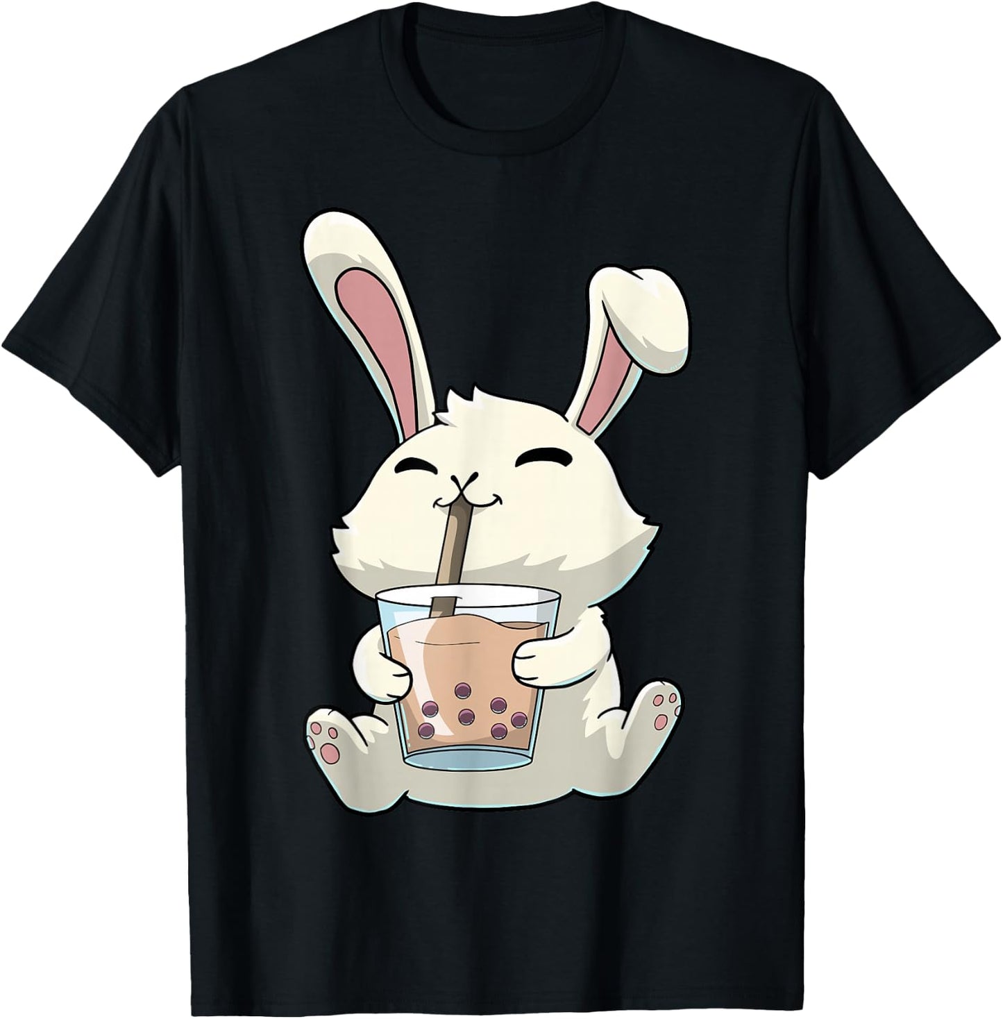 Bunny Rabbit Boba Bubble Tea Anime Kawaii T-Shirt - T-Shirt | Black