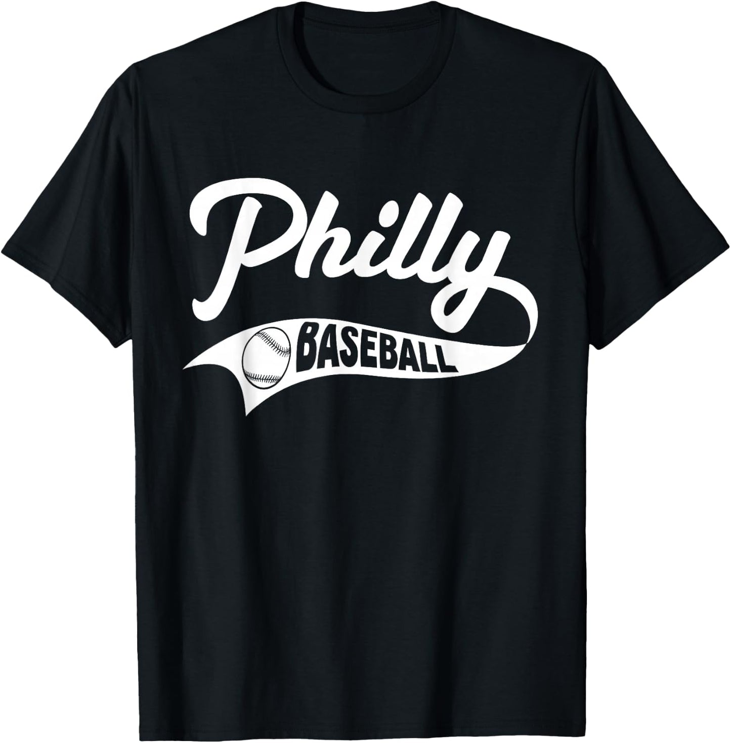 Retro Philadelphia Baseball Vintage Philly Swoosh Funny T-Shirt - T-Shirt | Black