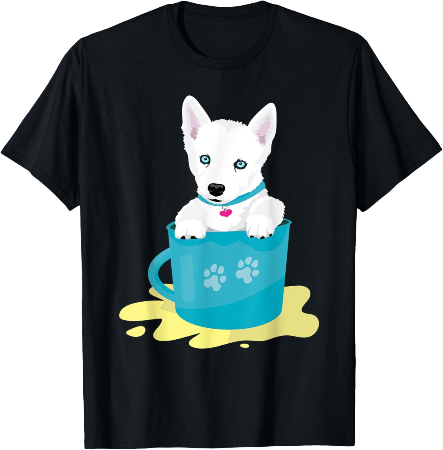 super cute white Siberian Husky puppy T-Shirt - T-Shirt | Black