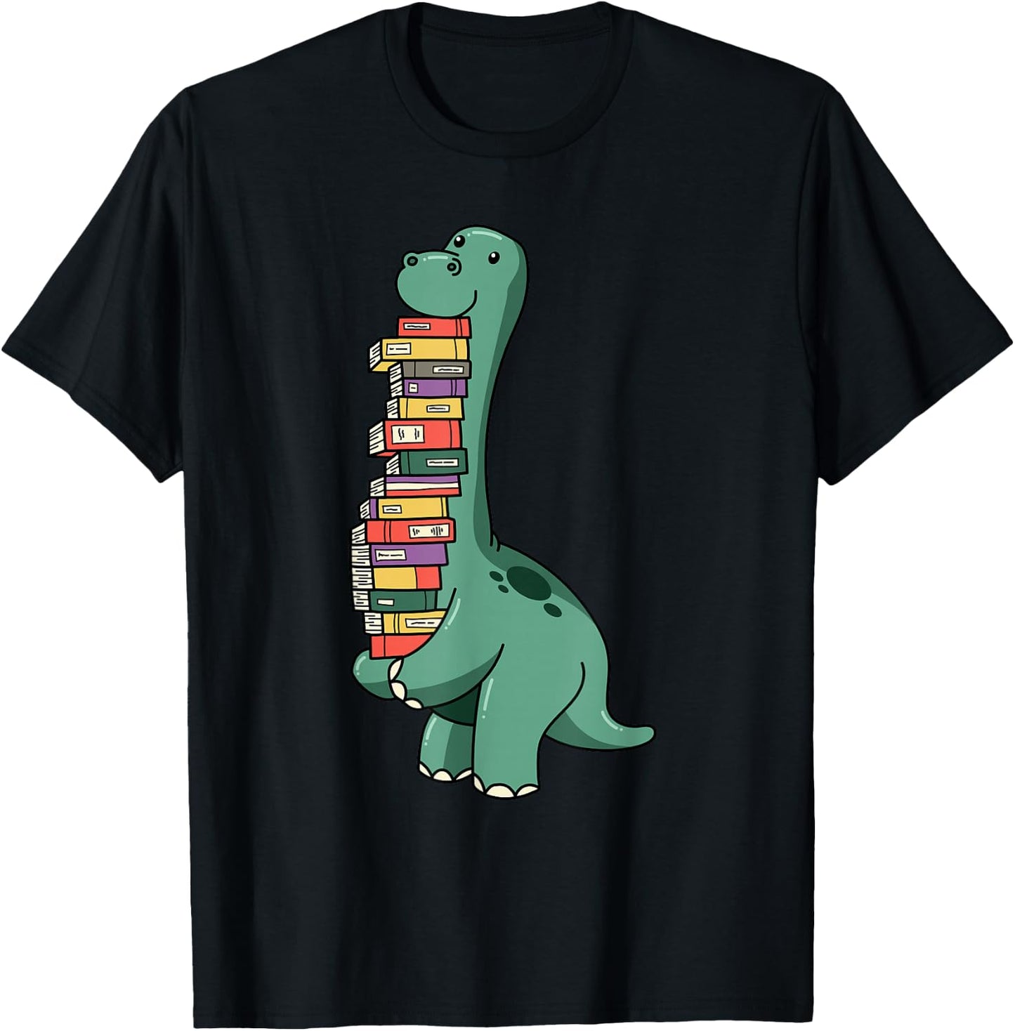 Dinosaur Reading Reader Nerd Brain Food Librarian Shirt T-Shirt - T-Shirt | Black