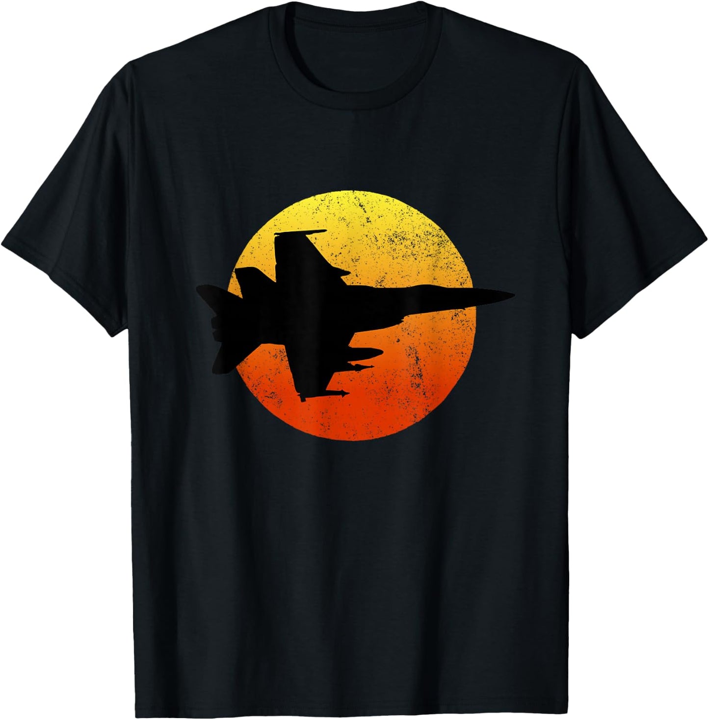 F-18 Hornet Silhouette Sunset Flying F18 T-Shirt - T-Shirt | Black