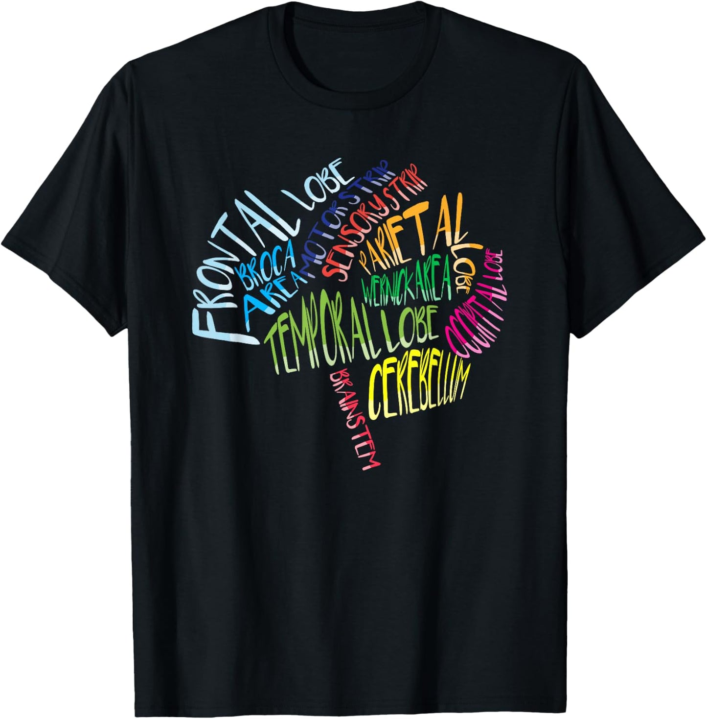 Brain Parts Collage Typography Cool Doctor Neurologist Gift T-Shirt - T-Shirt | Black