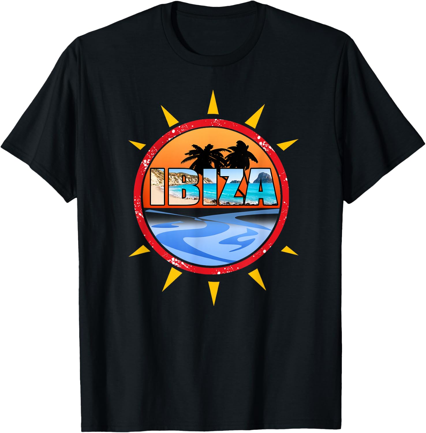 Ibiza Espana Beach Palm Tree Party Destination Gift T-Shirt - T-Shirt | Black