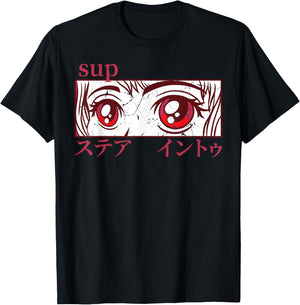 Anime Girl Eyes - Japan Culture Art - Japanese Aesthetic T-Shirt - T-Shirt | Black