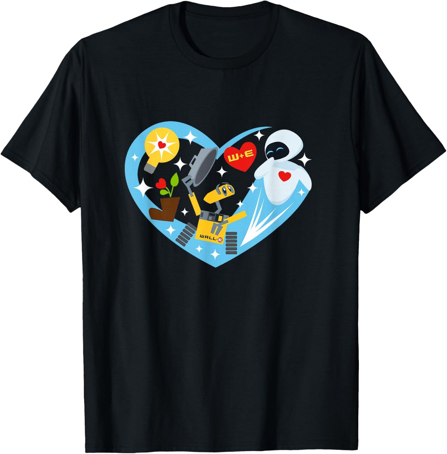 Disney and Pixar’s Wall-E and EVE Heart Valentine’s Day T-Shirt - T-Shirt | Black