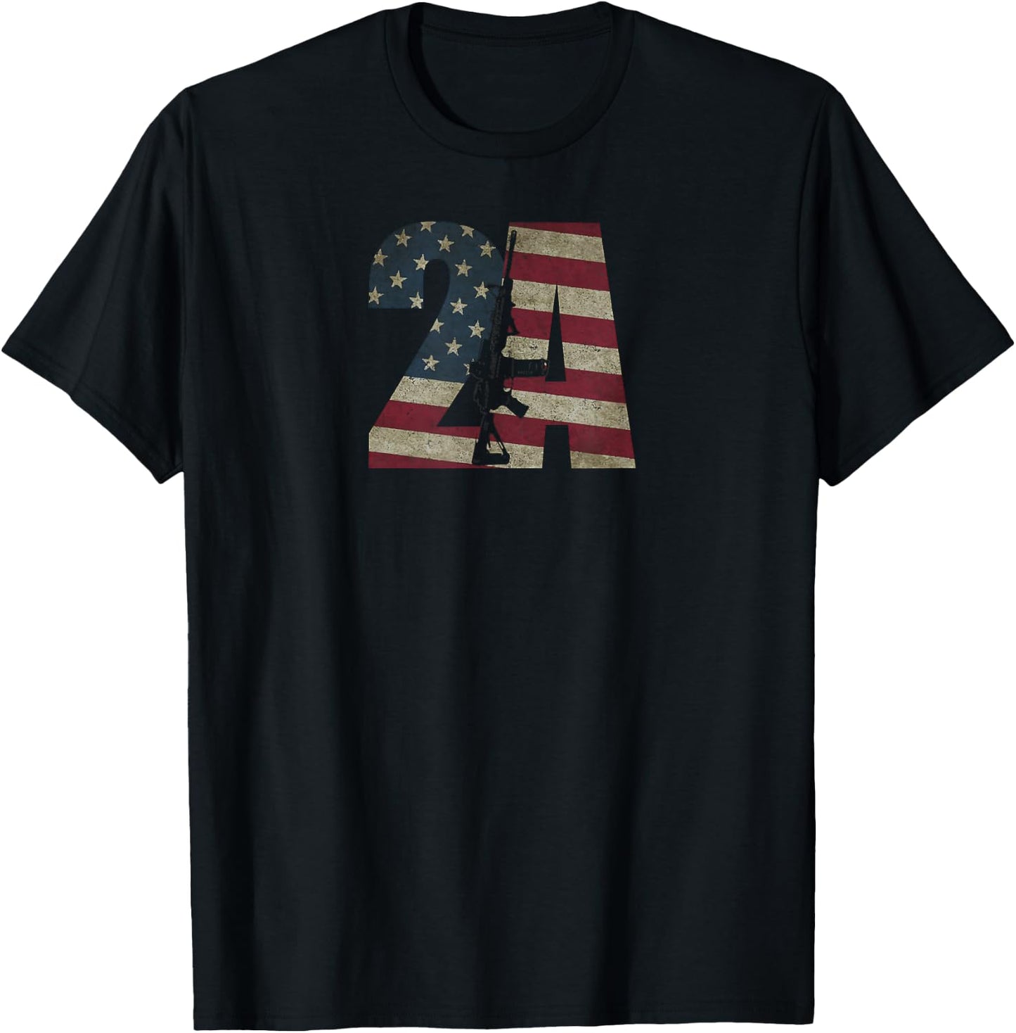 2nd Amendment Patriotic Gun Owner American Flag Rifle T-Shirt - T-Shirt | Black