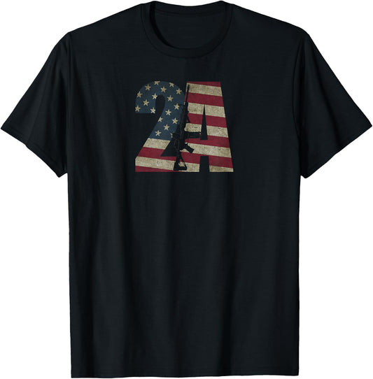 2nd Amendment Patriotic Gun Owner American Flag Rifle T-Shirt - T-Shirt | Black