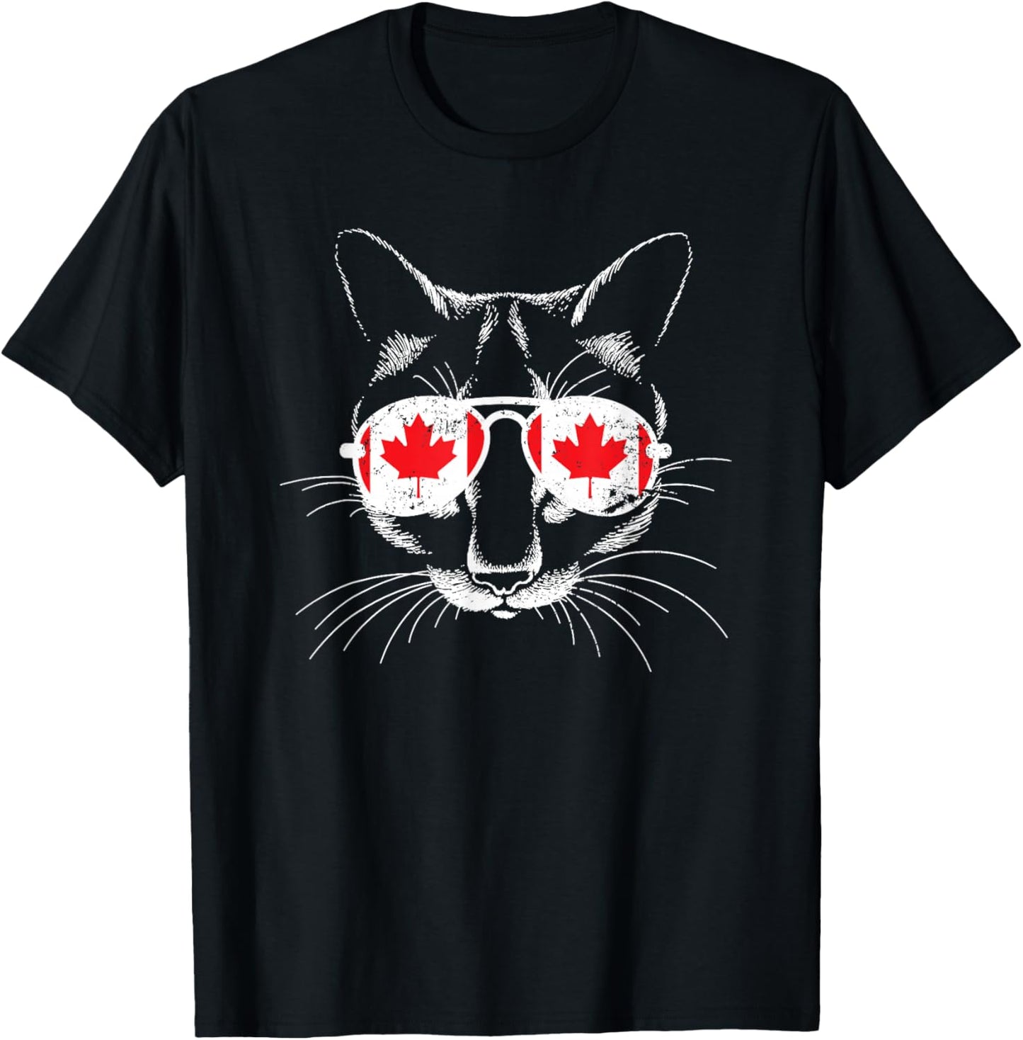 Canadian Cat Animal Canada Flag Sunglasses Canada T-Shirt - T-Shirt | Black