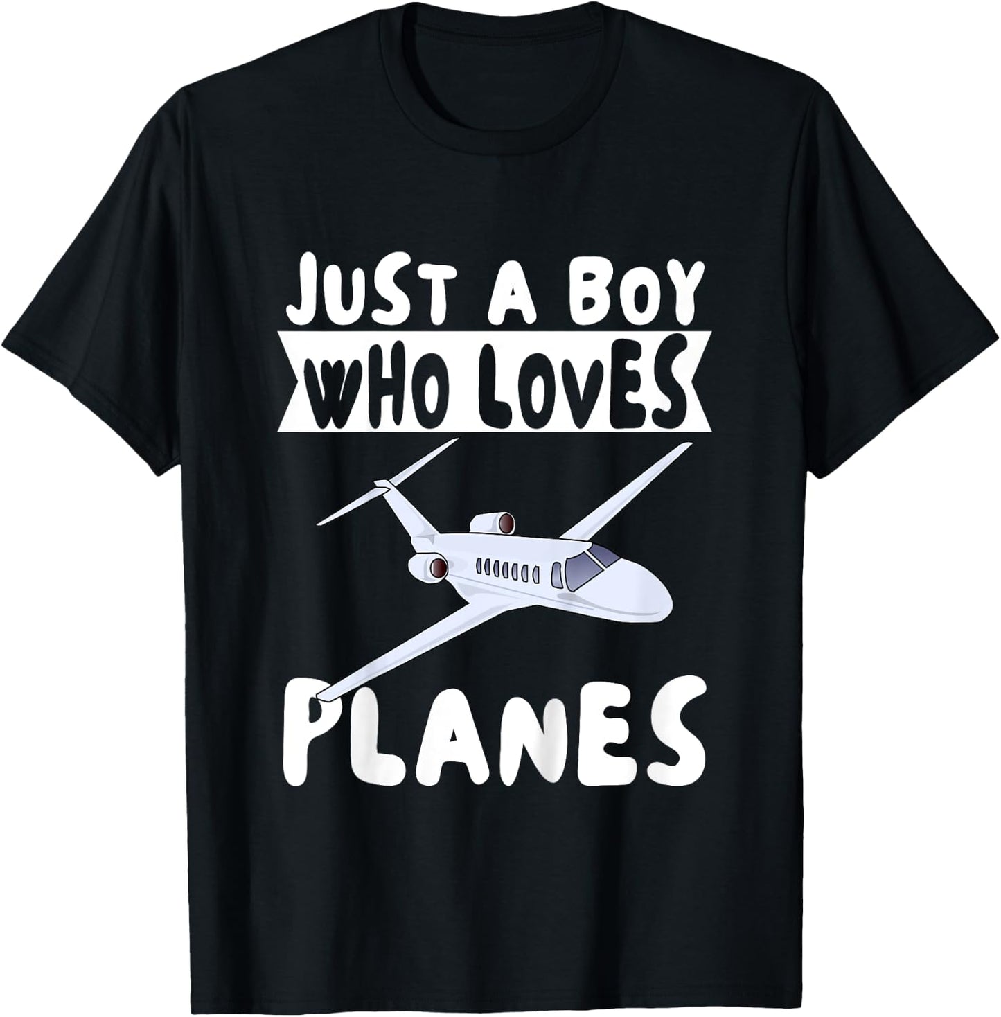 Kids Just A Boy Who Loves Planes Airplane Boys Toddler Kids T-Shirt - T-Shirt | Black
