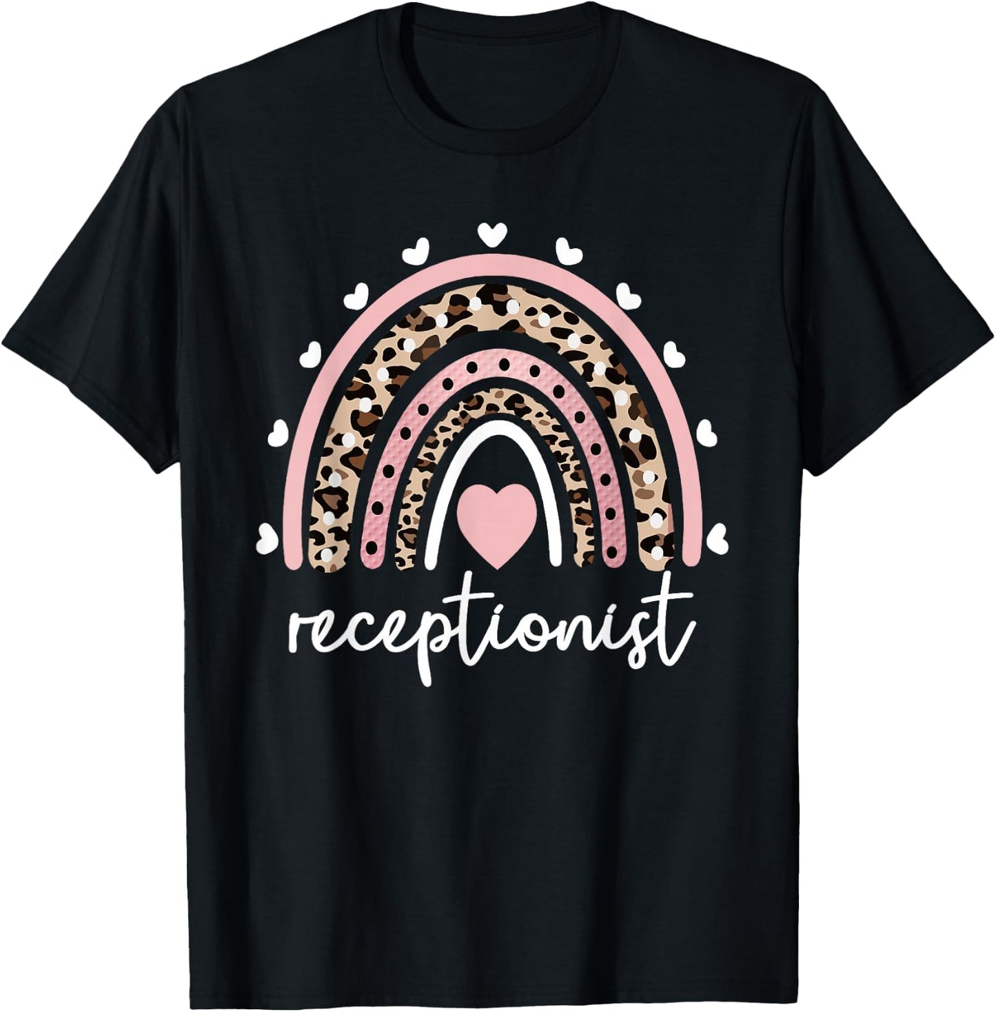 Receptionist Rainbow Reception Receptionist T-Shirt - T-Shirt | Black