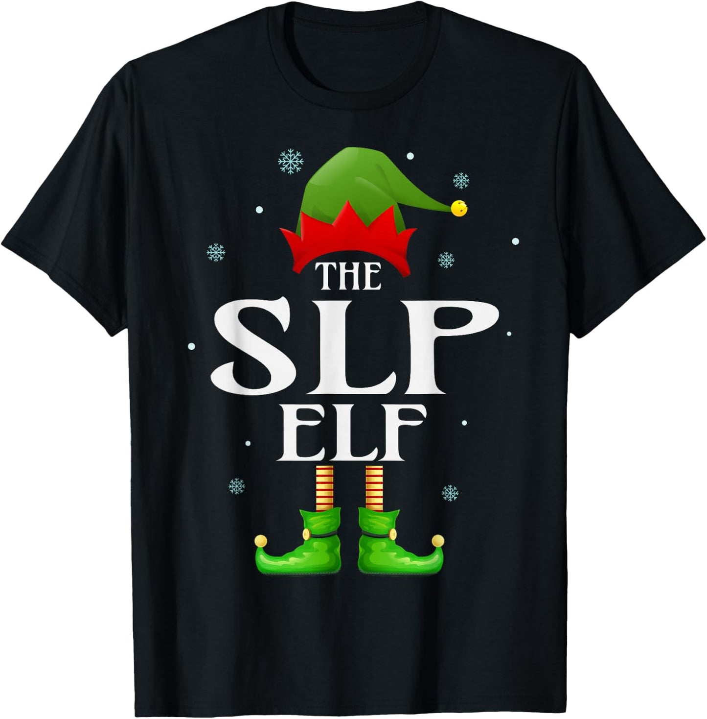 SLP Elf Xmas Funny Family Matching Group Christmas Pajama T-Shirt - T-Shirt | Black