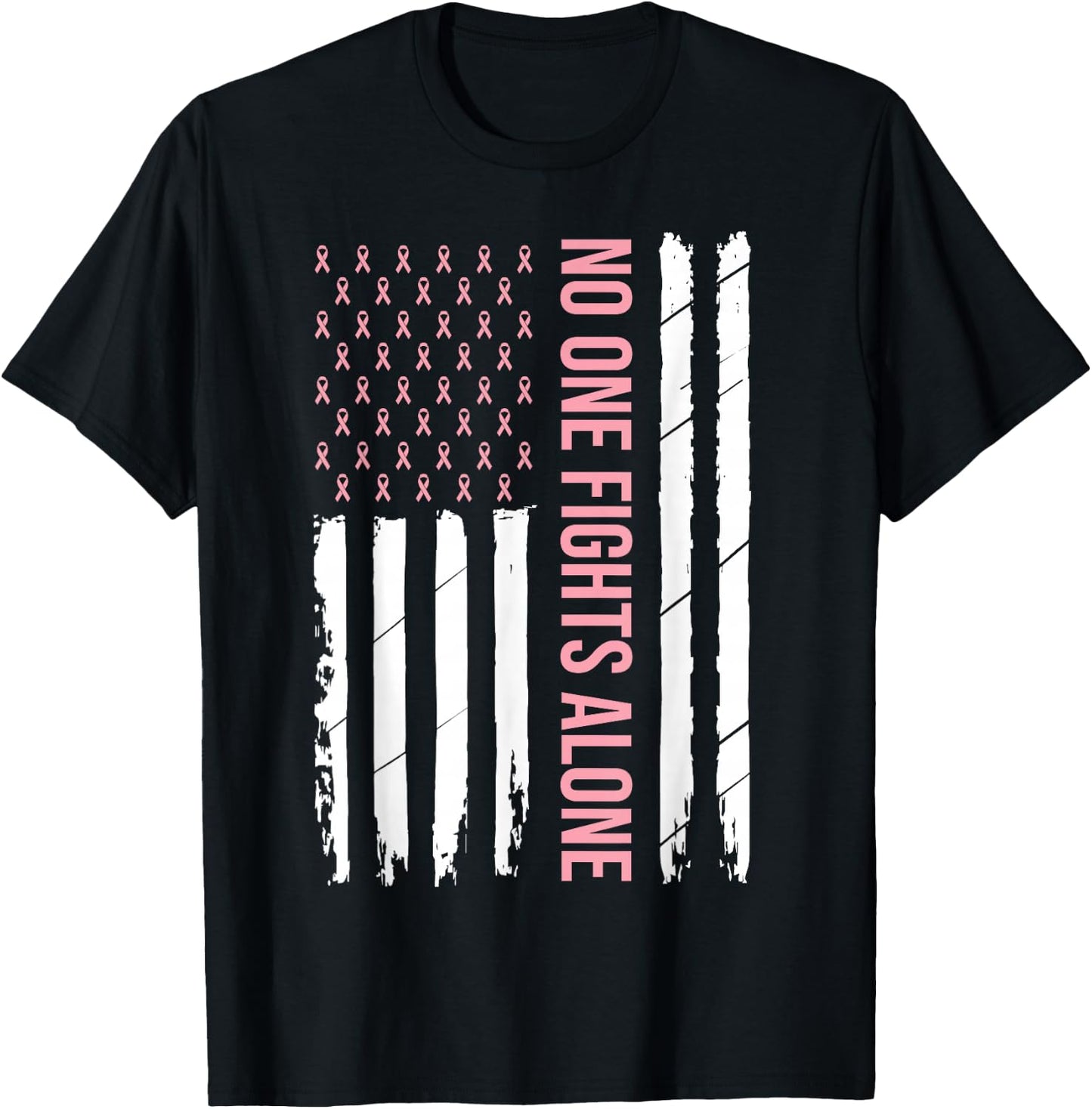 Breast Cancer Awareness Pink Ribbon USA American Flag Men Small T-Shirt - T-Shirt | Black