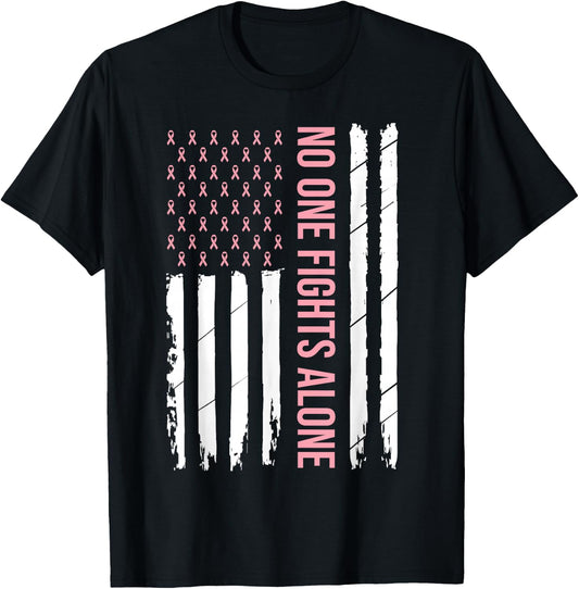 Breast Cancer Awareness Pink Ribbon USA American Flag Men Small T-Shirt - T-Shirt | Black