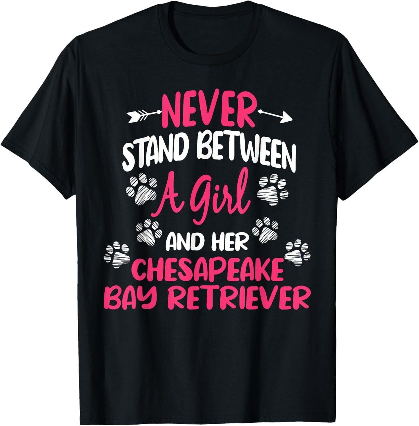Never Stand Between A Girl And Her Chesapeake Bay Retriever T-Shirt - T-Shirt | Black