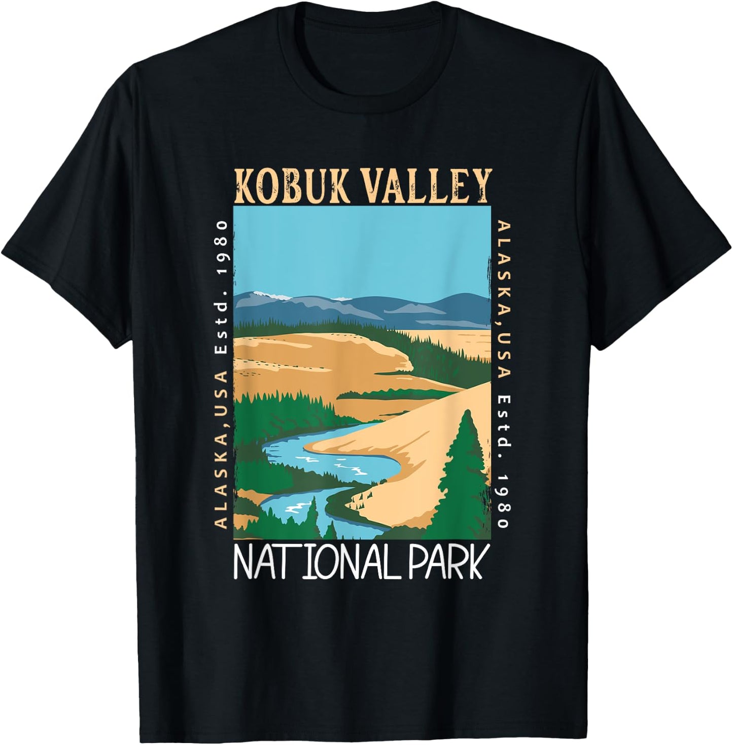 Kobuk Valley National Park Alaska Distressed Vintage T-Shirt - T-Shirt | Black
