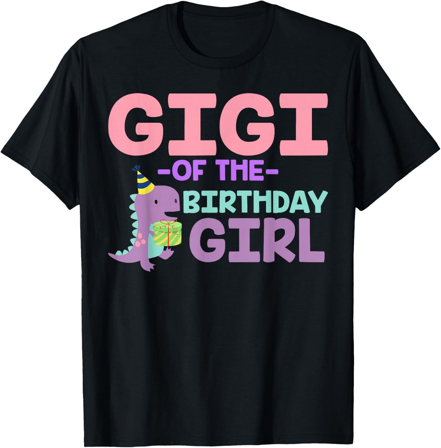 Gigi of The Birthday For Girl Saurus Rex Dinosaur Party T-Shirt - T-Shirt | Black
