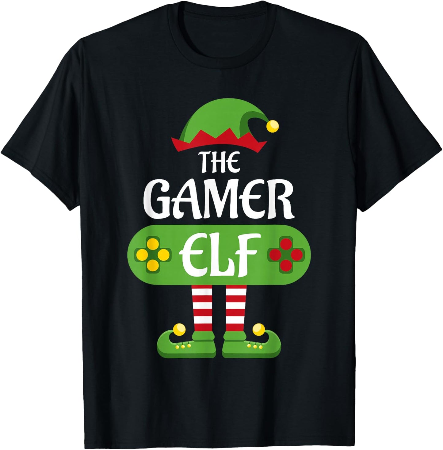 Gamer Elf Christmas Matching Group Family T-Shirt - T-Shirt | Black