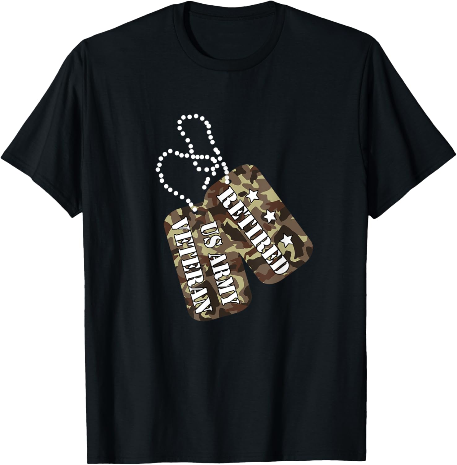 Retired US ARMY Veteran Dog Tag T-Shirt - T-Shirt | Black