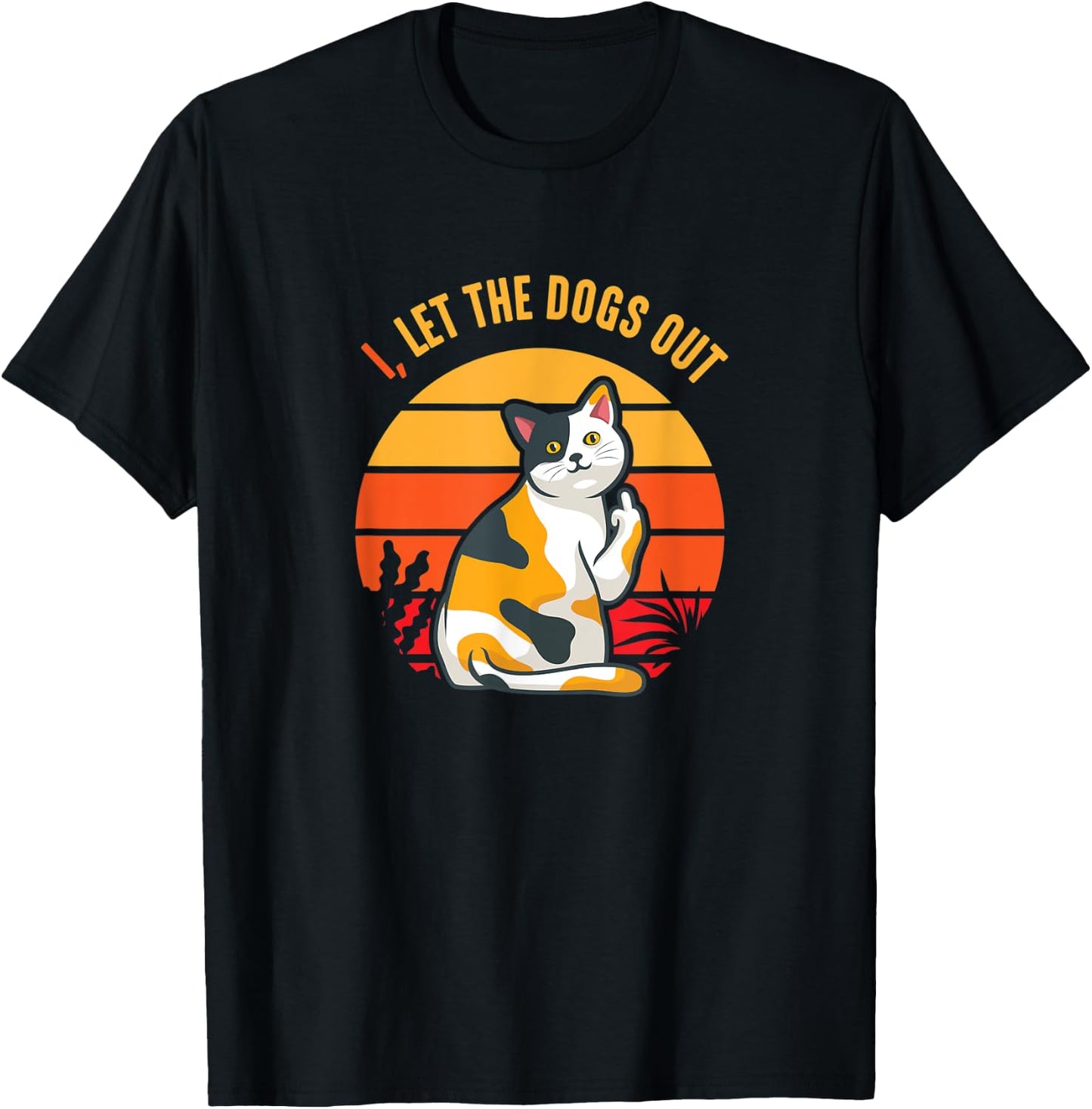 I Let The Dogs Out With Cat Gesture T-Shirt - T-Shirt | Black