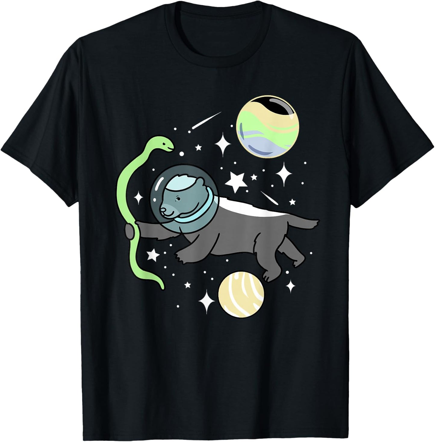 Honey Badger Astronaut Cassgender T-Shirt - T-Shirt | Black