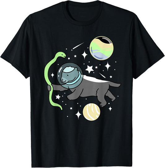 Honey Badger Astronaut Cassgender T-Shirt - T-Shirt | Black