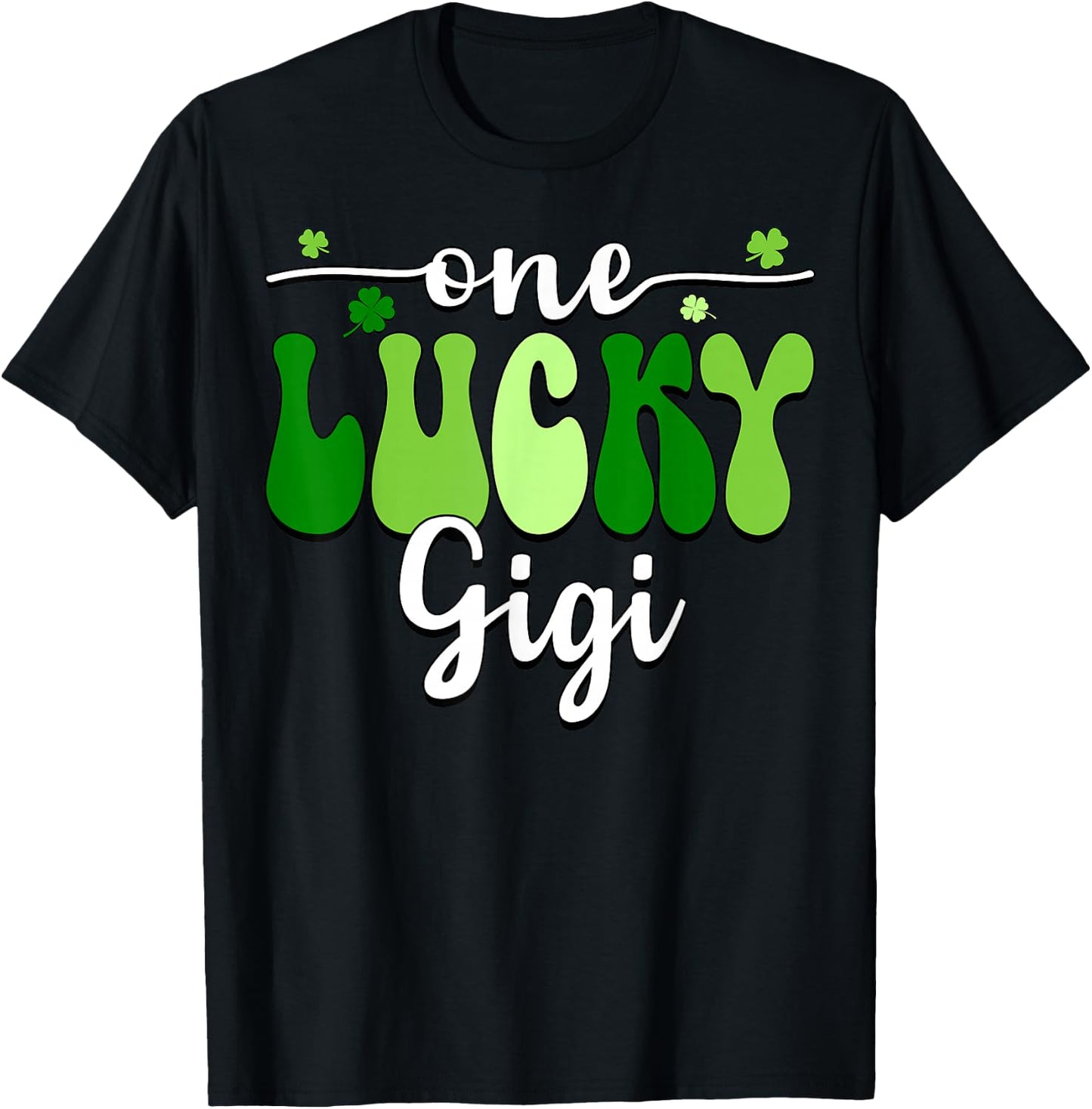 One Lucky Gigi Groovy Retro Gigi St Patrick's Day T-Shirt - T-Shirt | Black