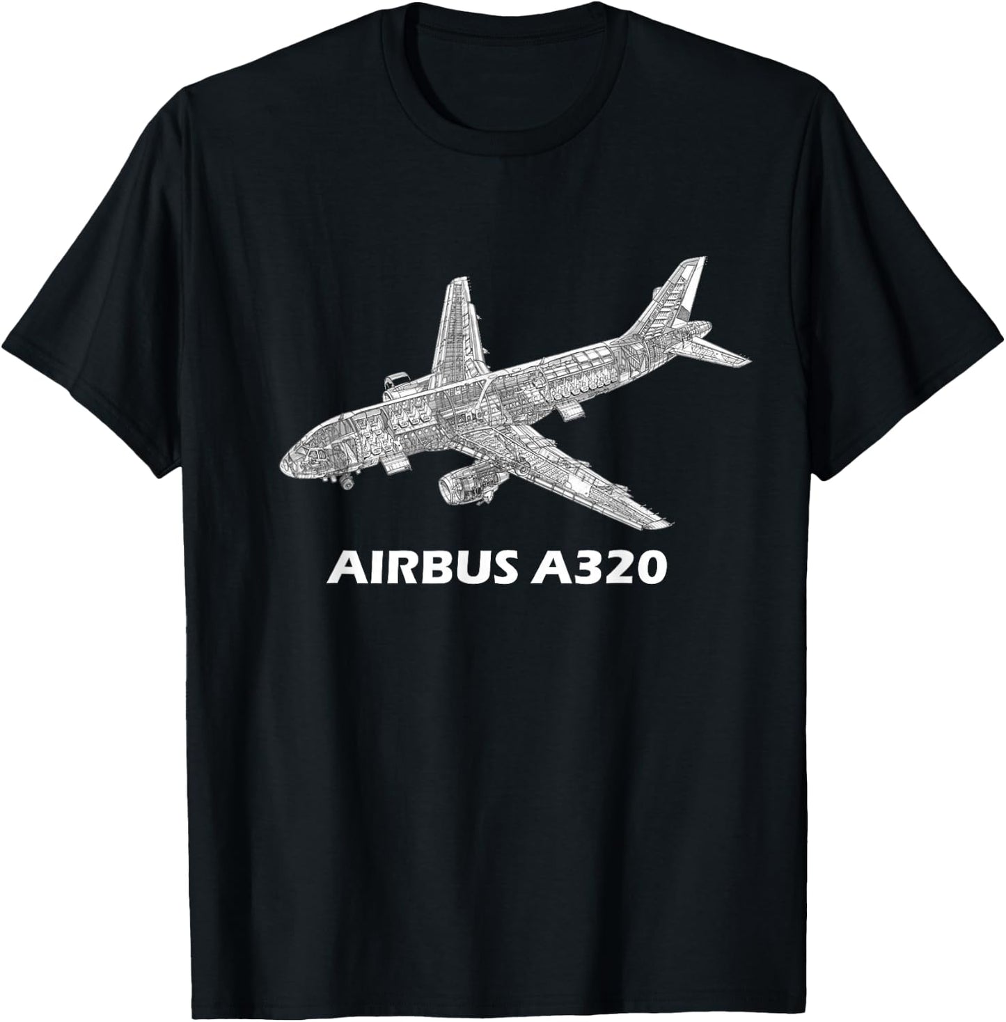 Airbus A320 Jet Airplane Cutaway Aviation Pilot Gift T-Shirt - T-Shirt | Black