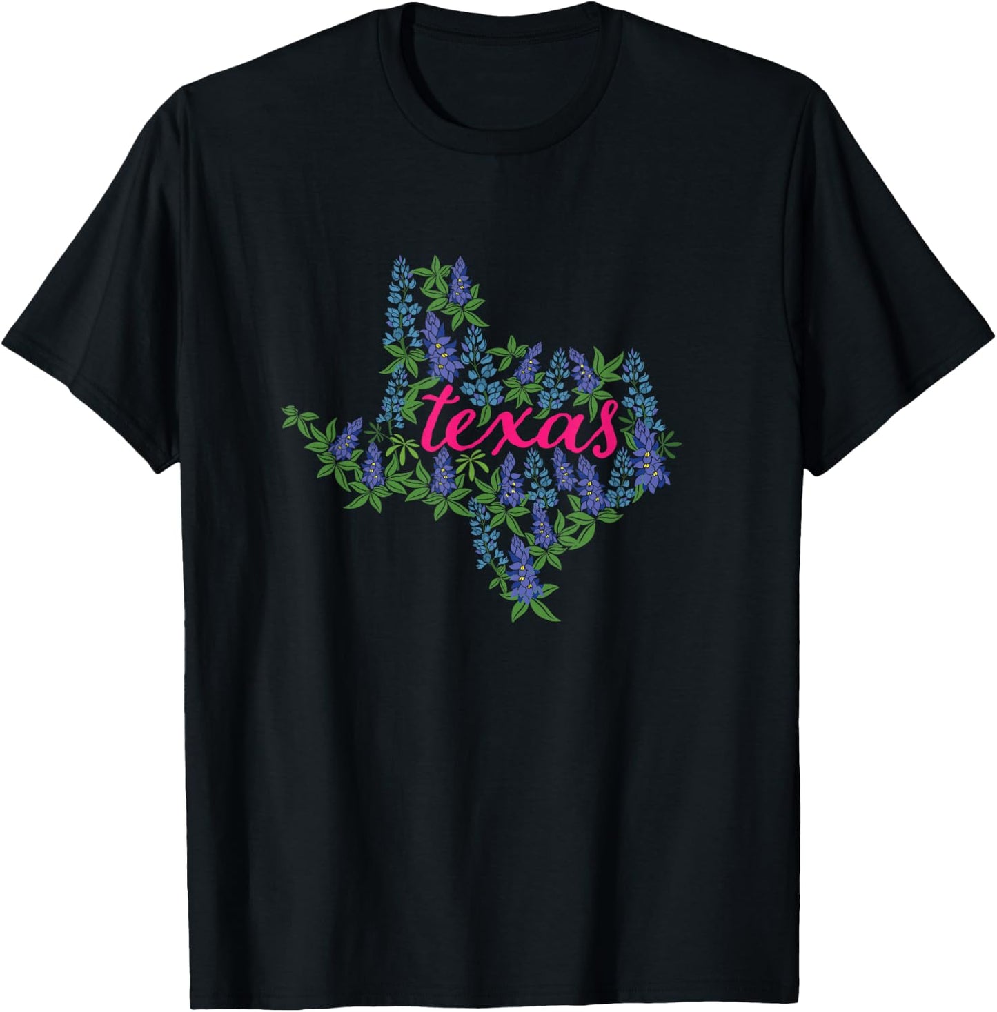 Texas Bluebonnet Shirt - Floral Texas Shirt - Texas T-Shirt - T-Shirt | Black