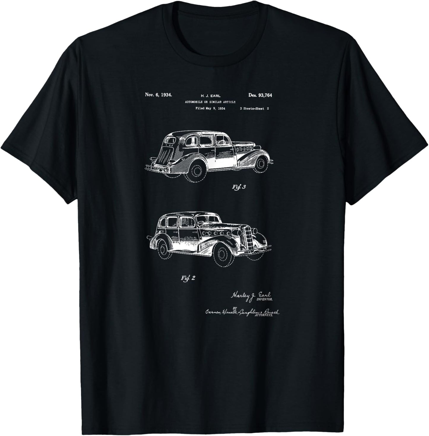 Vintage Patent Print 1934 Classic Car T-Shirt - T-Shirt | Black