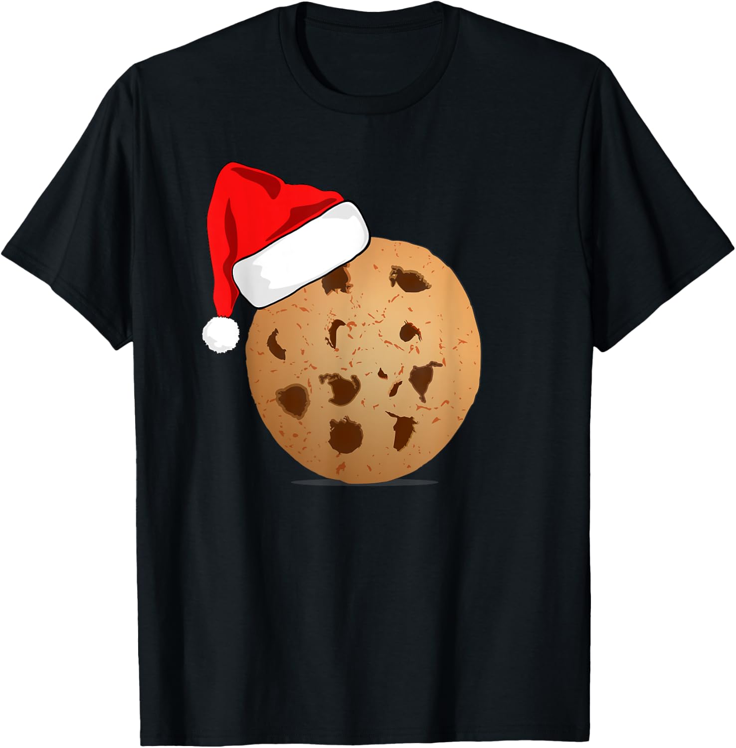 Funny Chocolate Chip Cookie Santa Hat Matching Christmas T-Shirt - T-Shirt | Black
