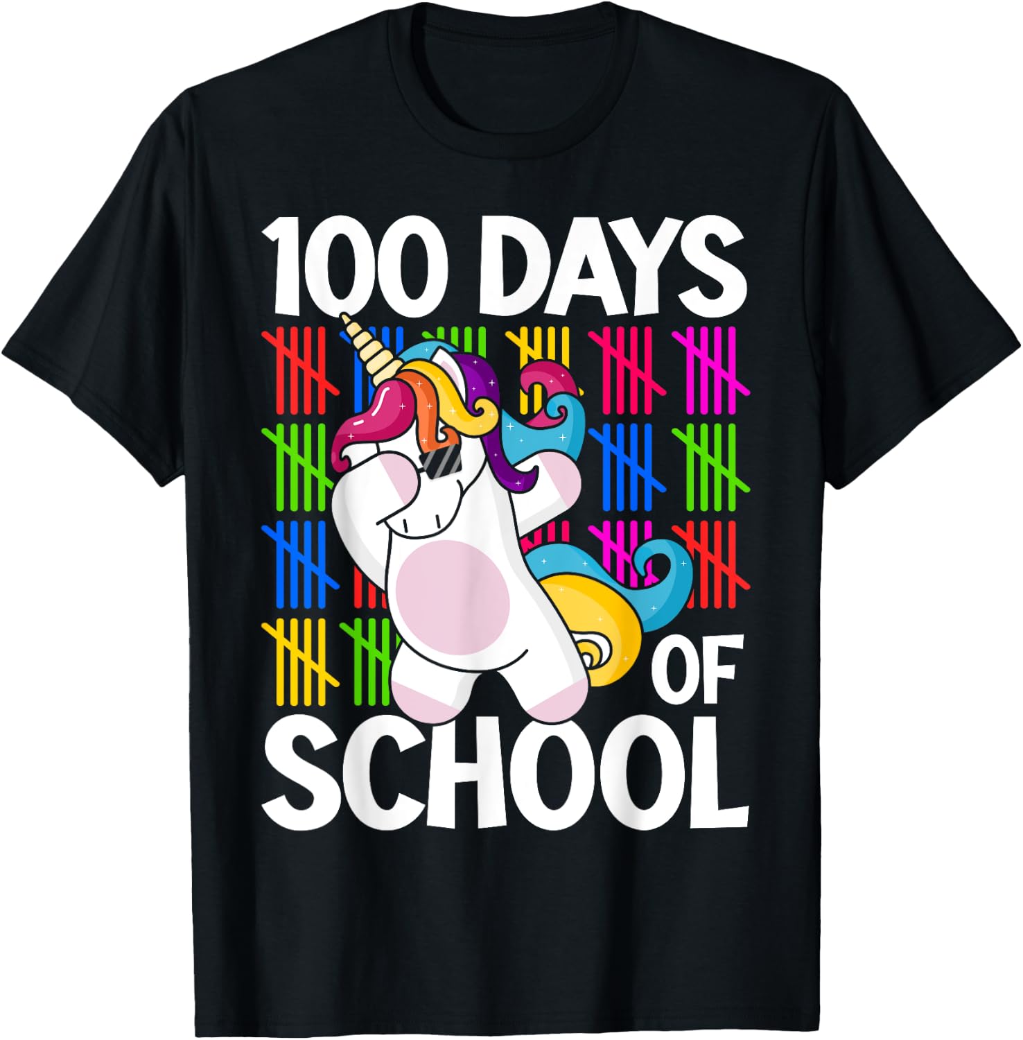 100th Day of School Unicorn Teachers Kids Girls 100 Days T-Shirt - T-Shirt | Black