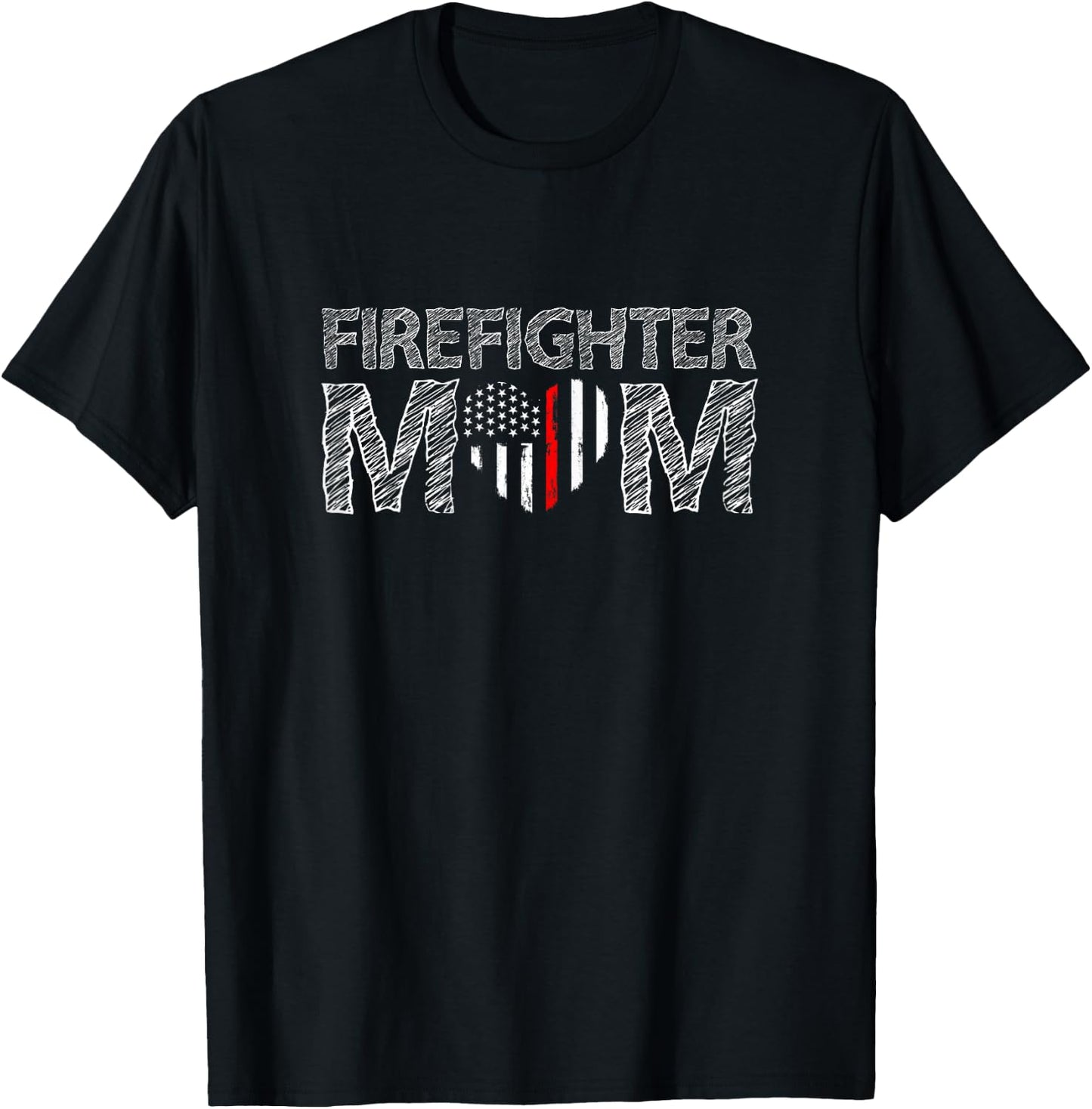 Firefighter Female Fire Fighter Firefighting Mom Red Line T-Shirt - T-Shirt | Black