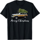 Vintage Surf Wagon Xmas Merry Christmas Tree on a Truck T-Shirt - T-Shirt | Black