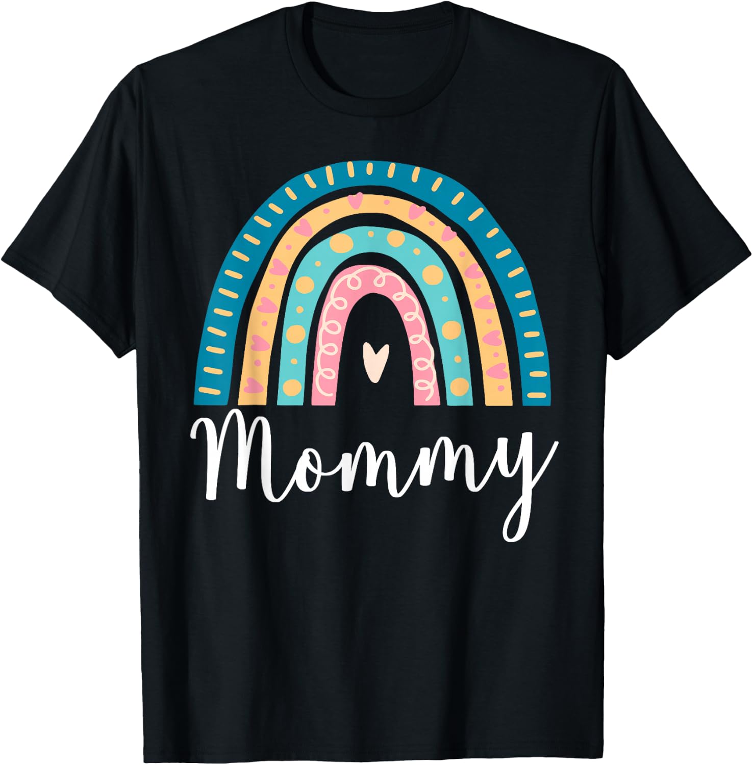 Mommy Rainbow Gifts Mom Family Matching Birthday T-Shirt - T-Shirt | Black