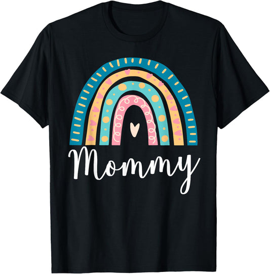 Mommy Rainbow Gifts Mom Family Matching Birthday T-Shirt - T-Shirt | Black