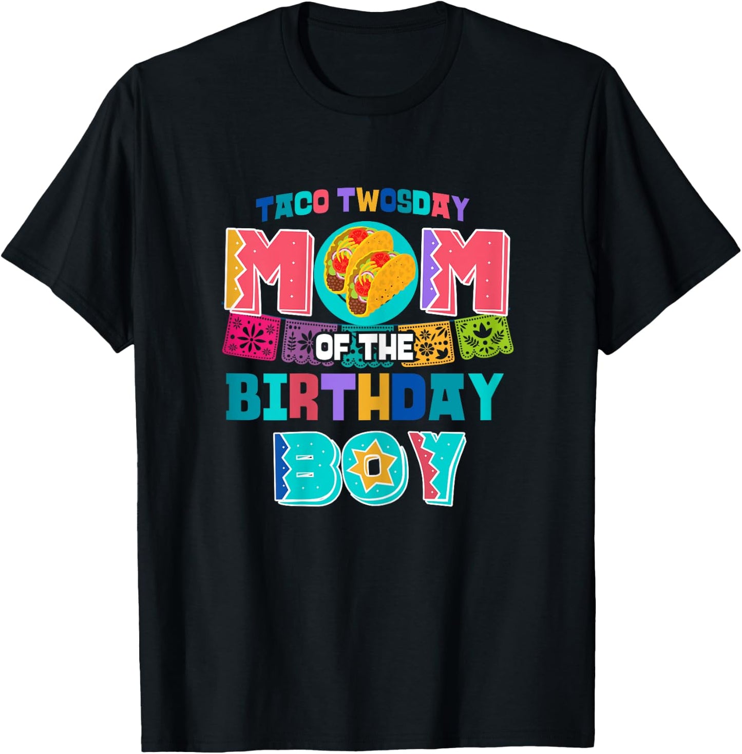 Mom of the Birthday Boy | Taco Twosday T-Shirt - T-Shirt | Black