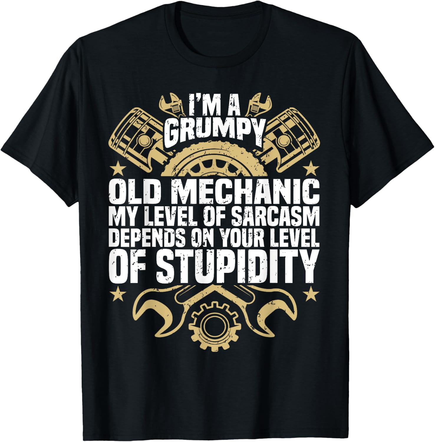 I'm A Grumpy Old Mechanic, Engine Quote, Motor, Car, Garage T-Shirt - T-Shirt | Black
