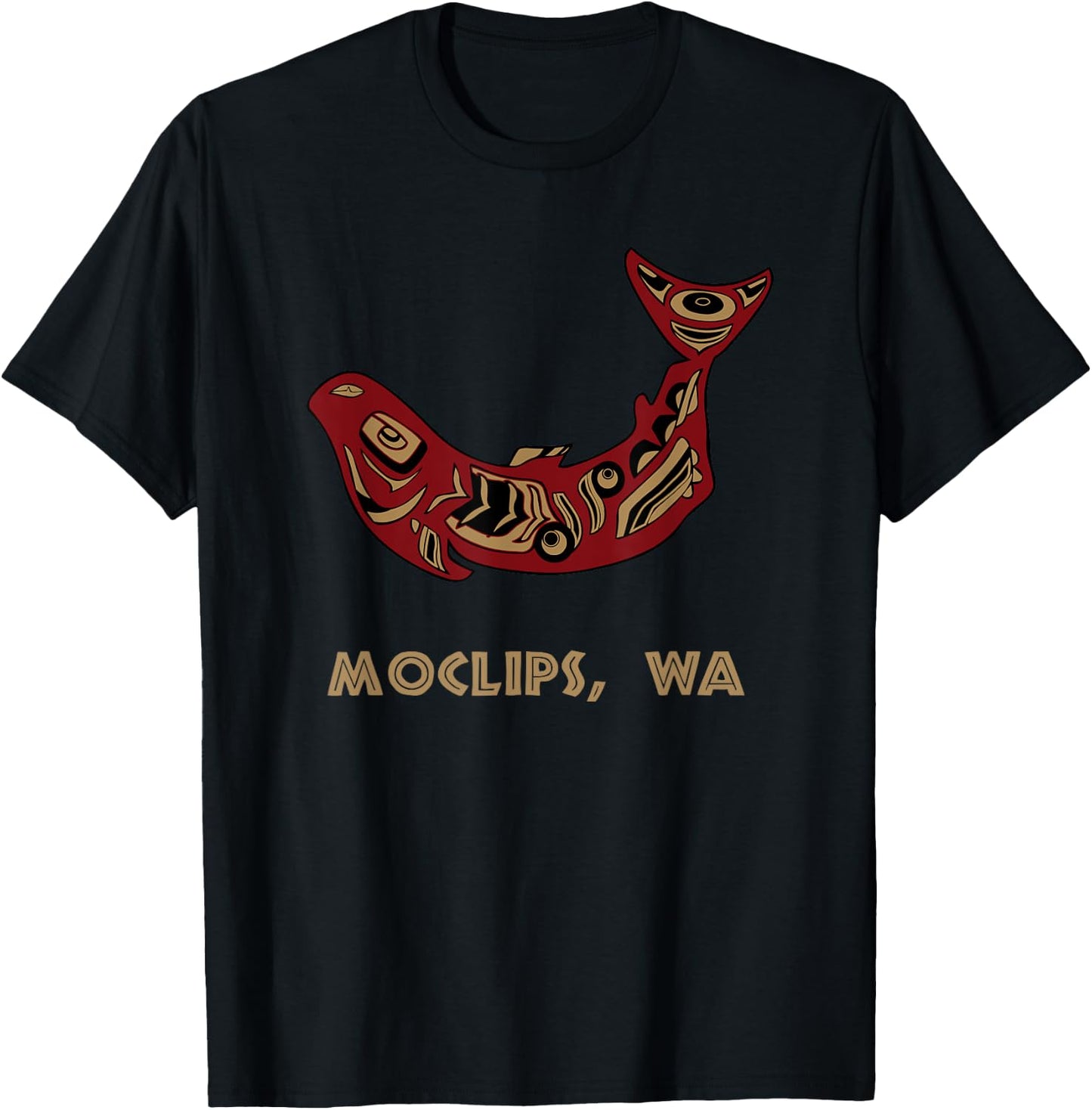 Moclips WA Native American Indian Salmon Fishermen T-Shirt - T-Shirt | Black
