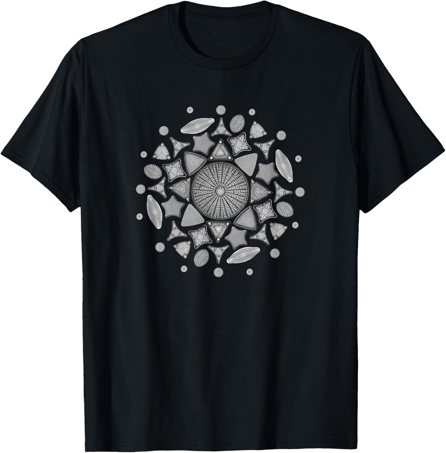 Diatom Mandala pretty black and white art T-Shirt - T-Shirt | Black