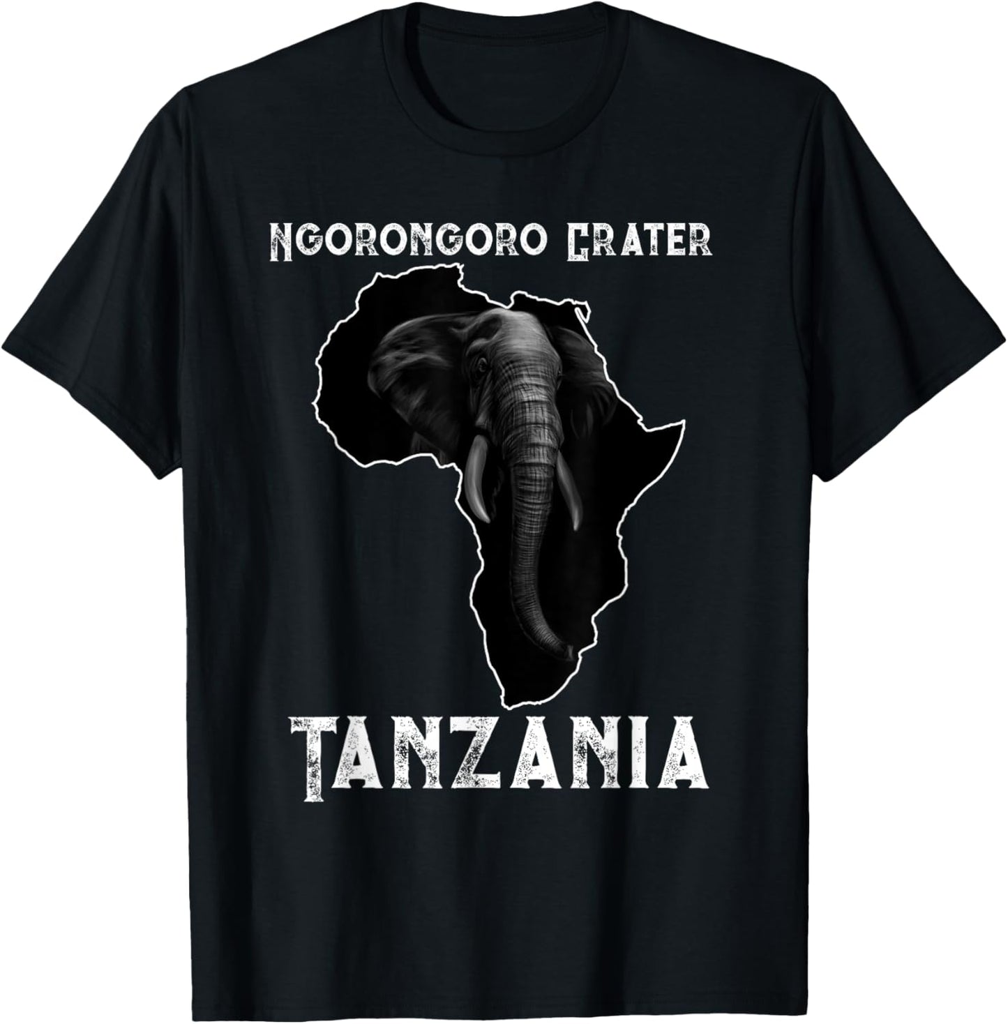Vintage Sunset Elephant Safari Ngorongoro Crater Tanzania T-Shirt - T-Shirt | Black