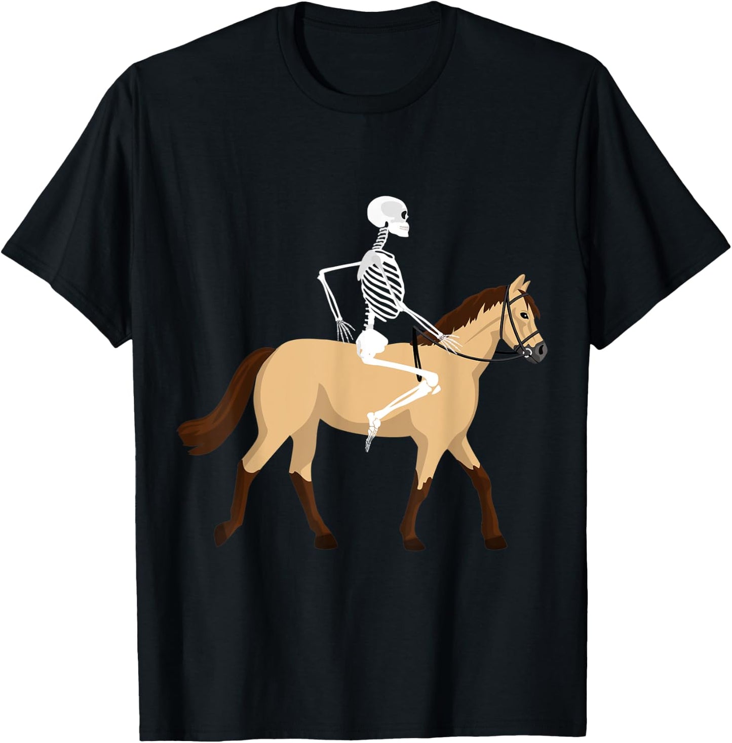 Skeleton Riding a Horse Funny Halloween Horse Lover Costume T-Shirt - T-Shirt | Black