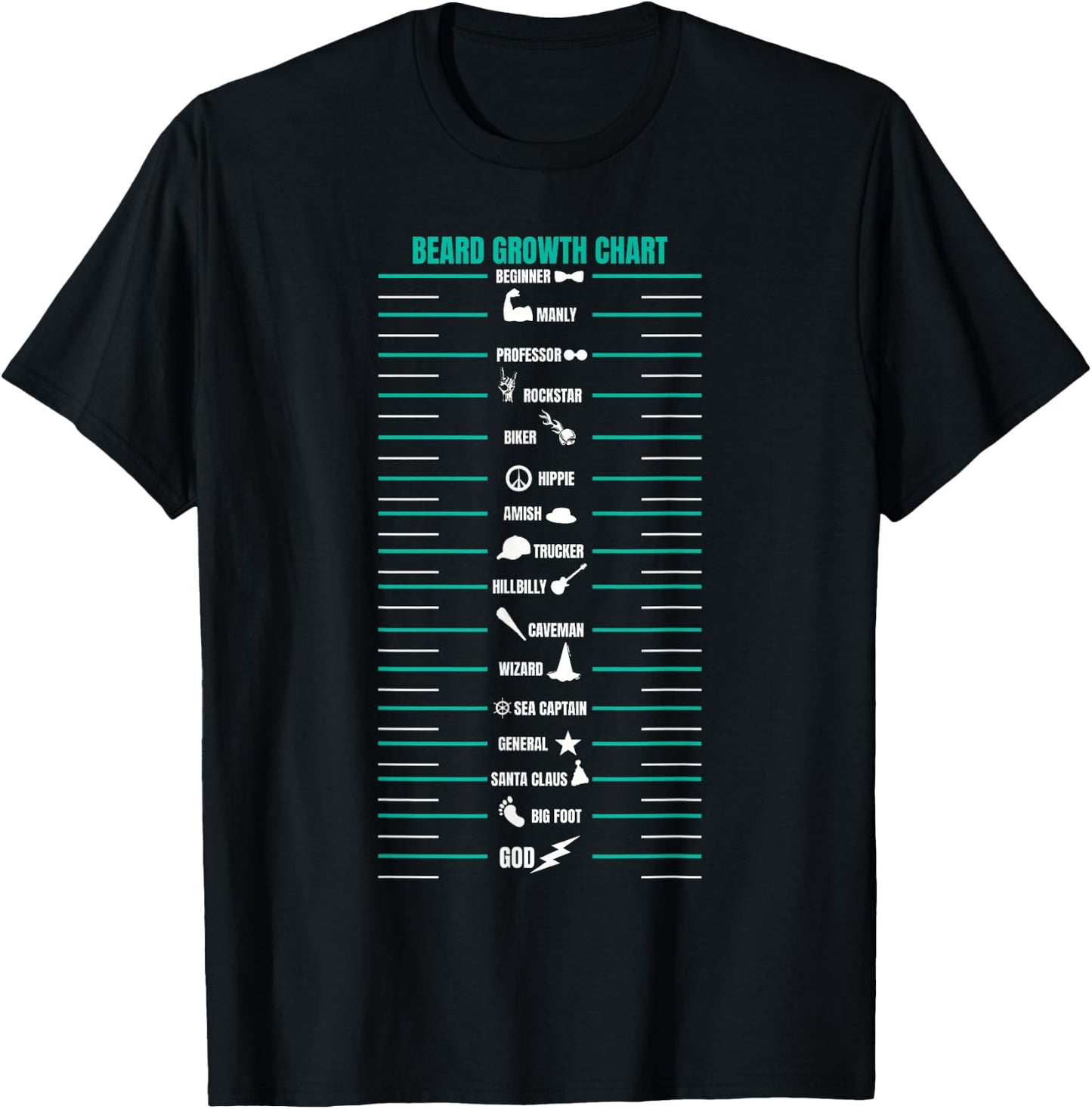 Men's Beard Growth Chart Measurement Bearded Man T-Shirt - T-Shirt | Black
