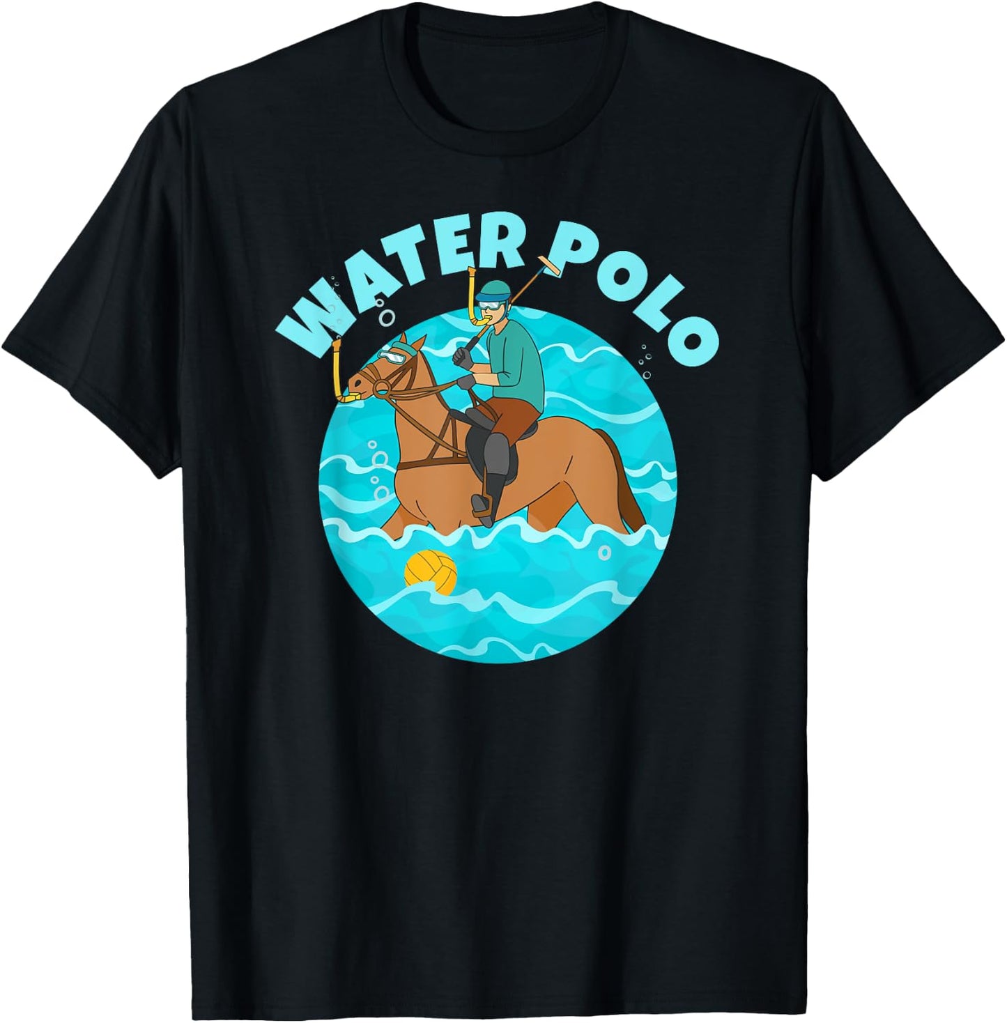 Water Polo Player on Horse Funny Water Polo T-Shirt - T-Shirt | Black