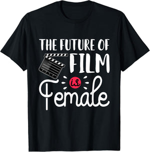 Future Of Film Is Female Filmmaker Movie Director Filmmaking T-Shirt - T-Shirt | Black