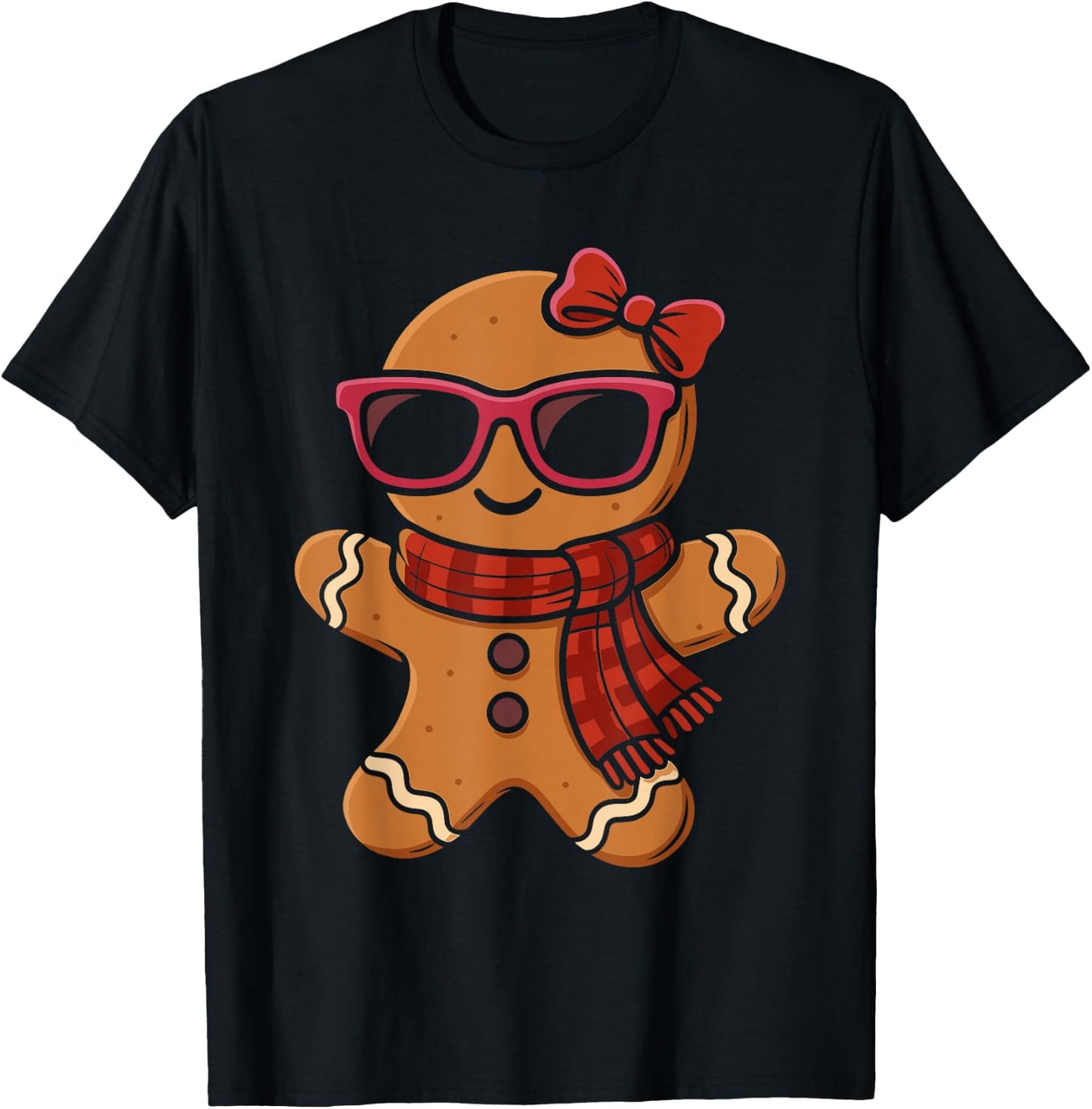 Cute Gingerbread Christmas Girls Xmas T-Shirt - T-Shirt | Black