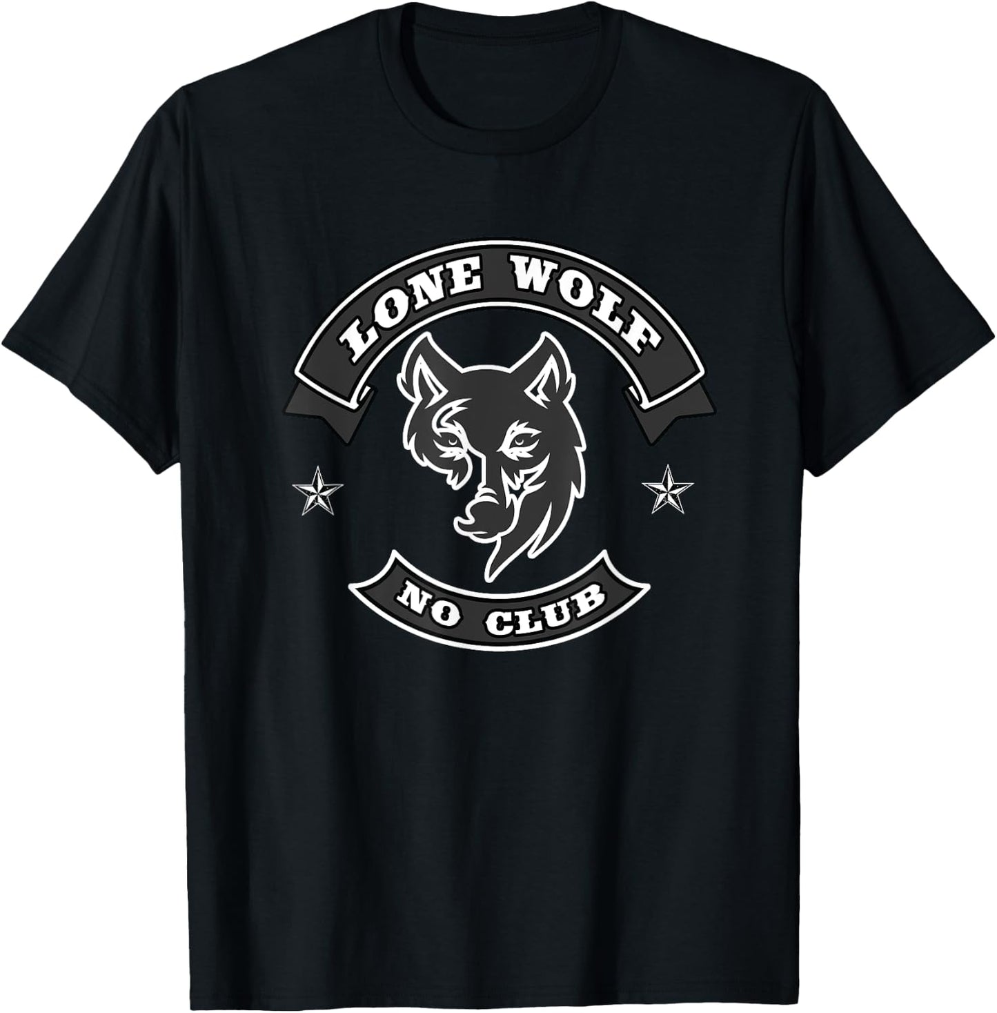 Lone Wolf, No Club Motorcycle Biker Club. Novelty motorbike T-Shirt - T-Shirt | Black
