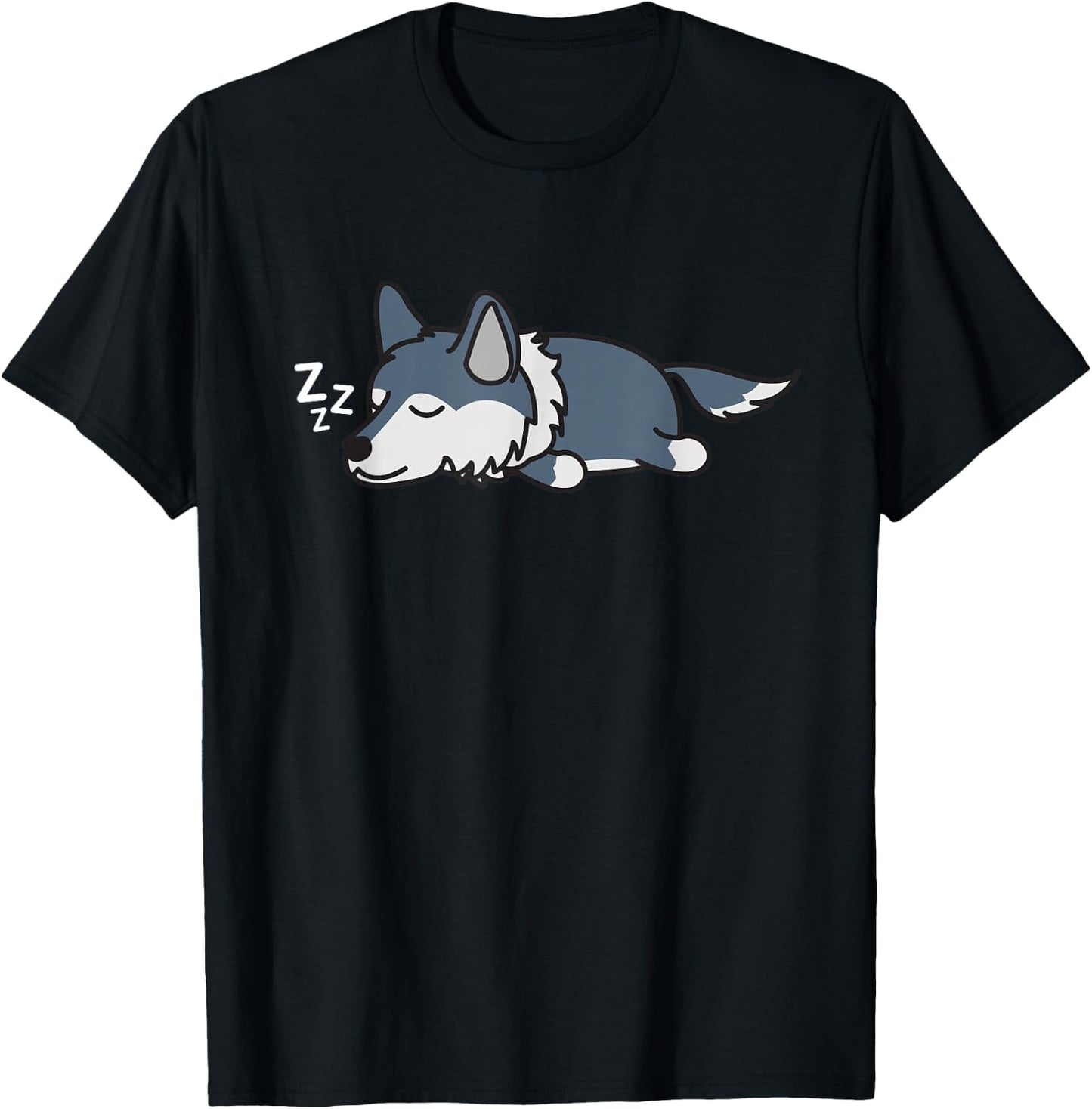 Cool Grey Wolf Tired Sleeping Wildlife Animal Lovers T-Shirt - T-Shirt | Black