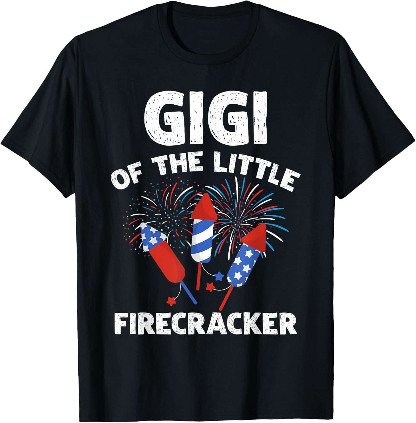 4th of July Birthday Gigi Of The Little Firecracker Gifts T-Shirt - T-Shirt | Black